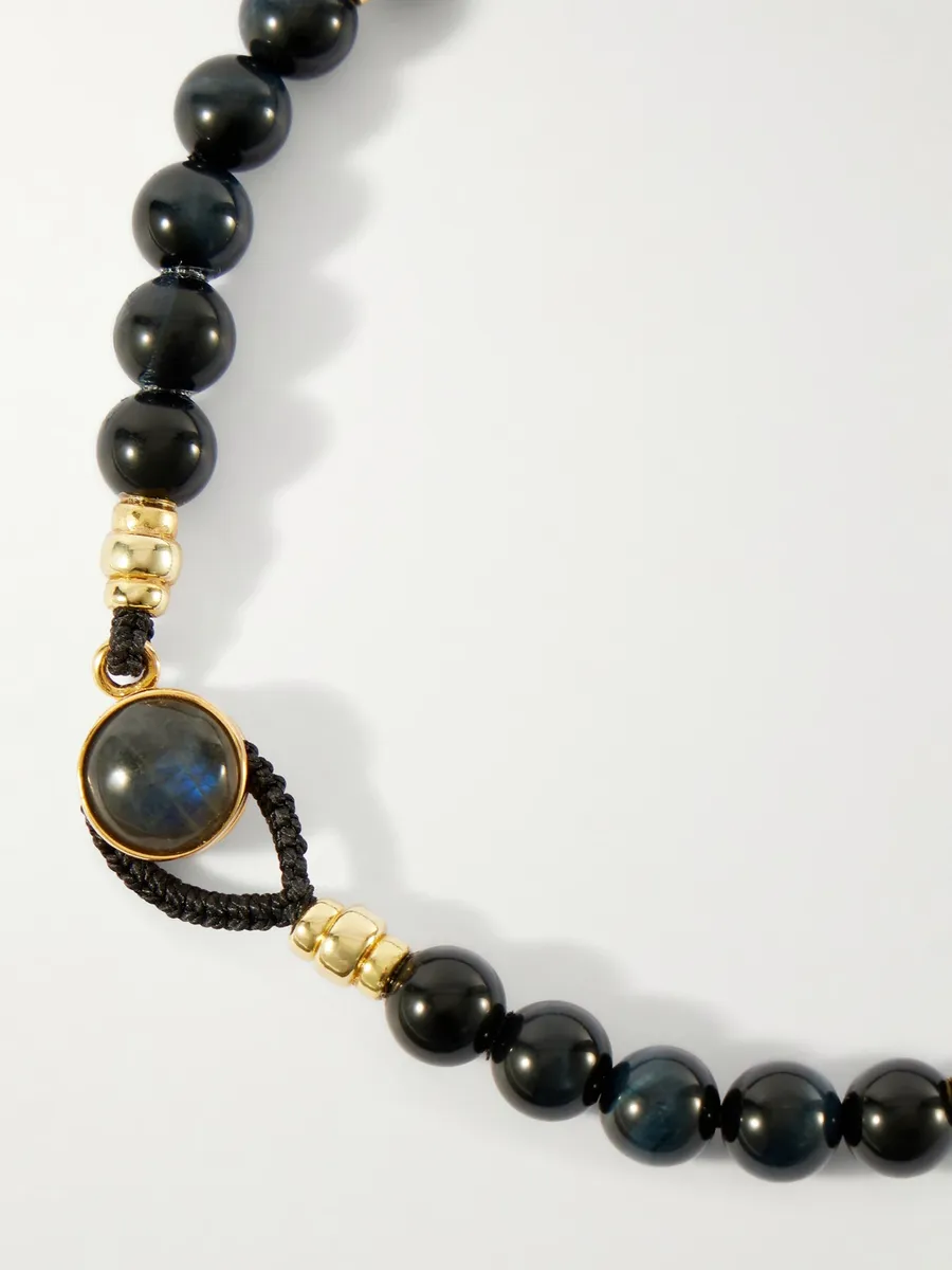 Mikia Circle 8 Gold-Plated Sterling Silver, Tiger's eye and Blue Labradorite Beaded Bracelet - Men | Thumbnail 4 Mikia Circle 8 Gold-Plated Sterling Silver, Tiger's eye and Blue Labradorite Beaded Bracelet - Men | Thumbnail 4