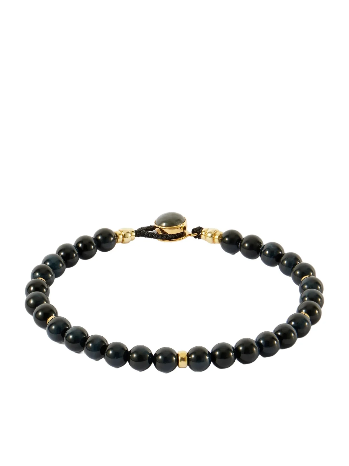 Mikia Circle 8 Gold-Plated Sterling Silver, Tiger's eye and Blue Labradorite Beaded Bracelet - Men