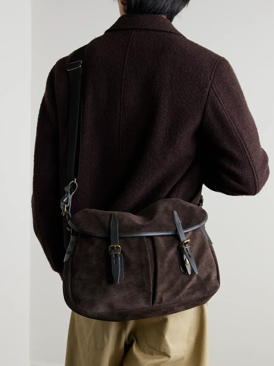 Bleu de Chauffe Fisherman's Musette Leather-Trimmed Suede Messenger Bag - Men | Thumbnail 2