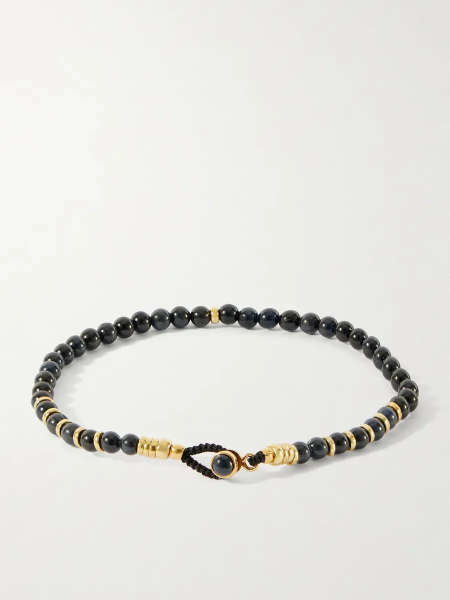 Mikia Circle 4 Gold-Plated Sterling Silver, Malachite and Apatite Beaded Bracelet - Men | Thumbnail 3 Mikia Circle 4 Gold-Plated Sterling Silver, Malachite and Apatite Beaded Bracelet - Men | Thumbnail 3