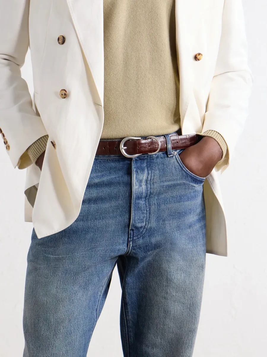 Déhanche Hollyhock 3cm Croc-Effect Leather Belt - Men | Thumbnail 2