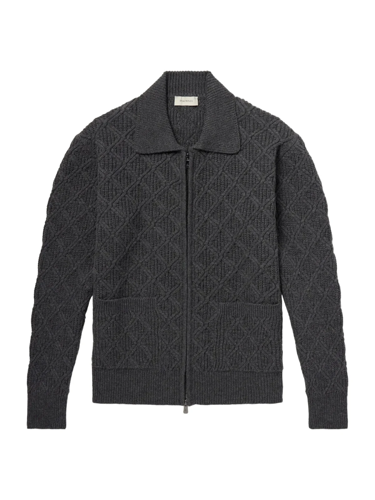 PIACENZA 1733 Cable-Knit Virgin Wool Zip-Up Sweater - Men