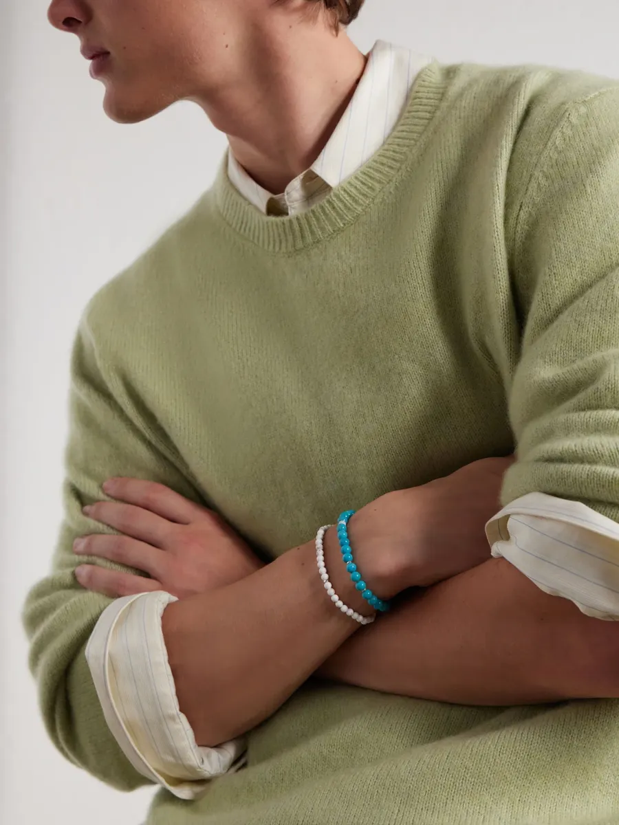 Mikia Circle 8 Sterling Silver, Turquoise and Shell Beaded Bracelet - Men | Thumbnail 2 Mikia Circle 8 Sterling Silver, Turquoise and Shell Beaded Bracelet - Men | Thumbnail 2