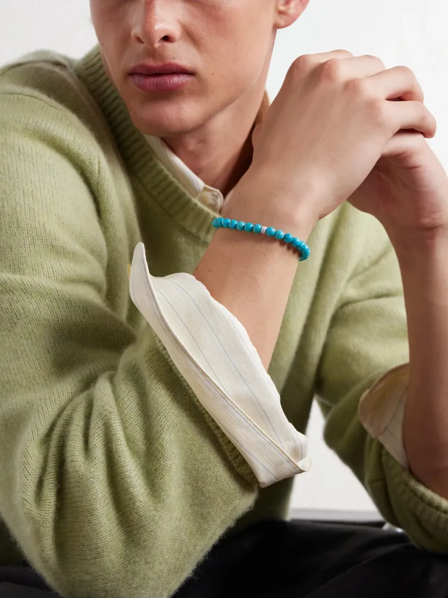 Mikia Circle 8 Sterling Silver, Turquoise and Shell Beaded Bracelet - Men | Thumbnail 3 Mikia Circle 8 Sterling Silver, Turquoise and Shell Beaded Bracelet - Men | Thumbnail 3
