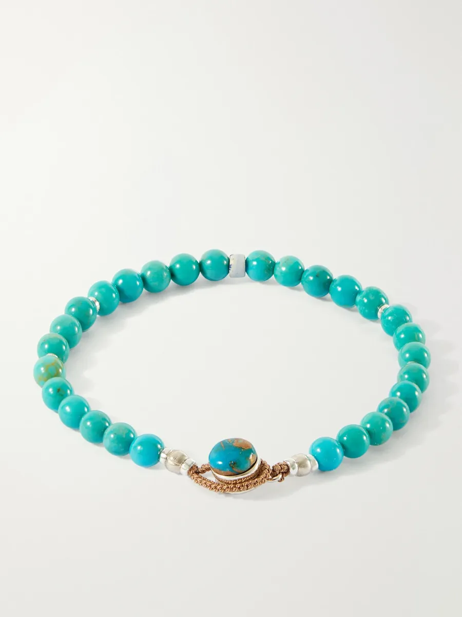 Mikia Circle 8 Sterling Silver, Turquoise and Shell Beaded Bracelet - Men | Thumbnail 4 Mikia Circle 8 Sterling Silver, Turquoise and Shell Beaded Bracelet - Men | Thumbnail 4