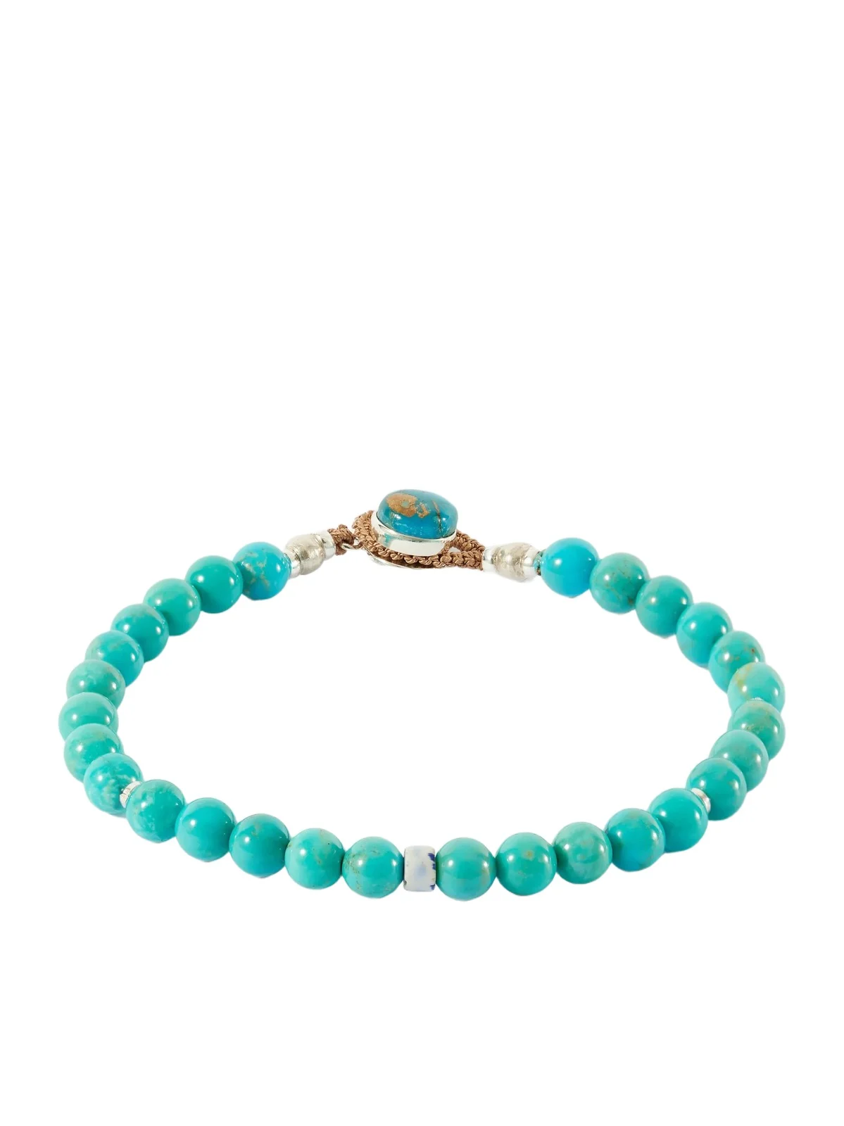 Circle 8 Sterling Silver, Turquoise and Shell Beaded Bracelet - Men