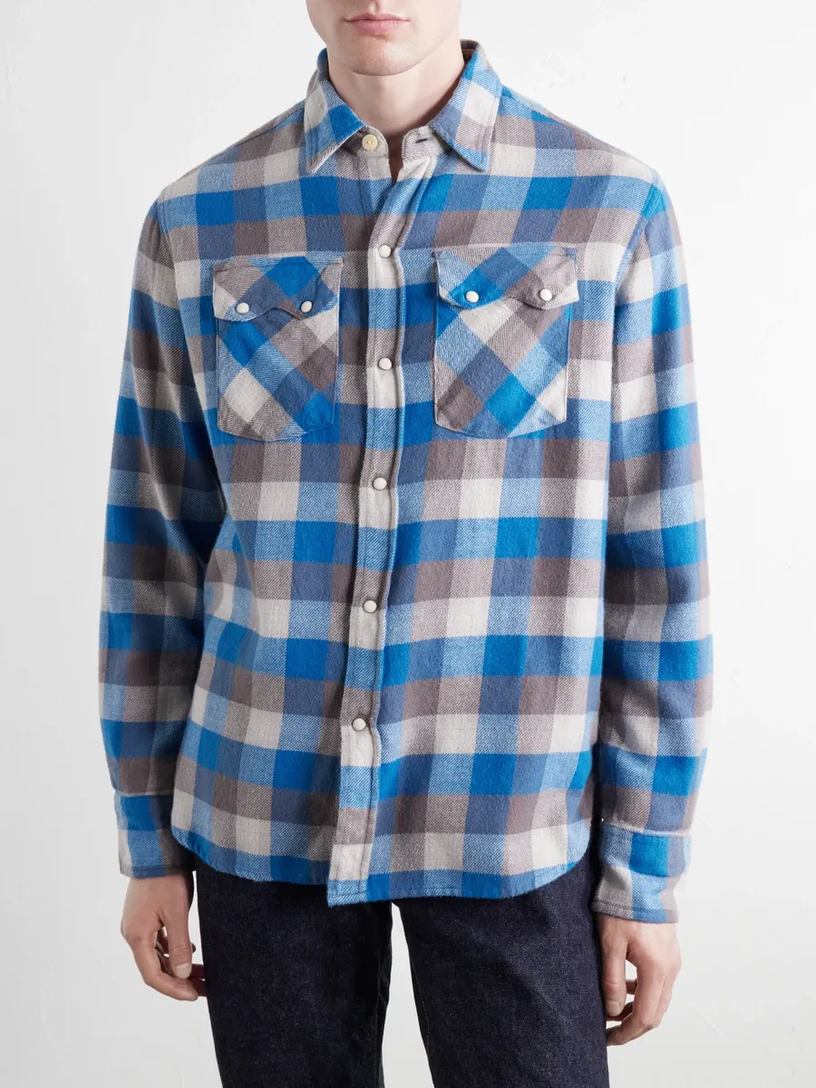 WYTHE Checked Cotton-Flannel Western Shirt - Men | Thumbnail 3