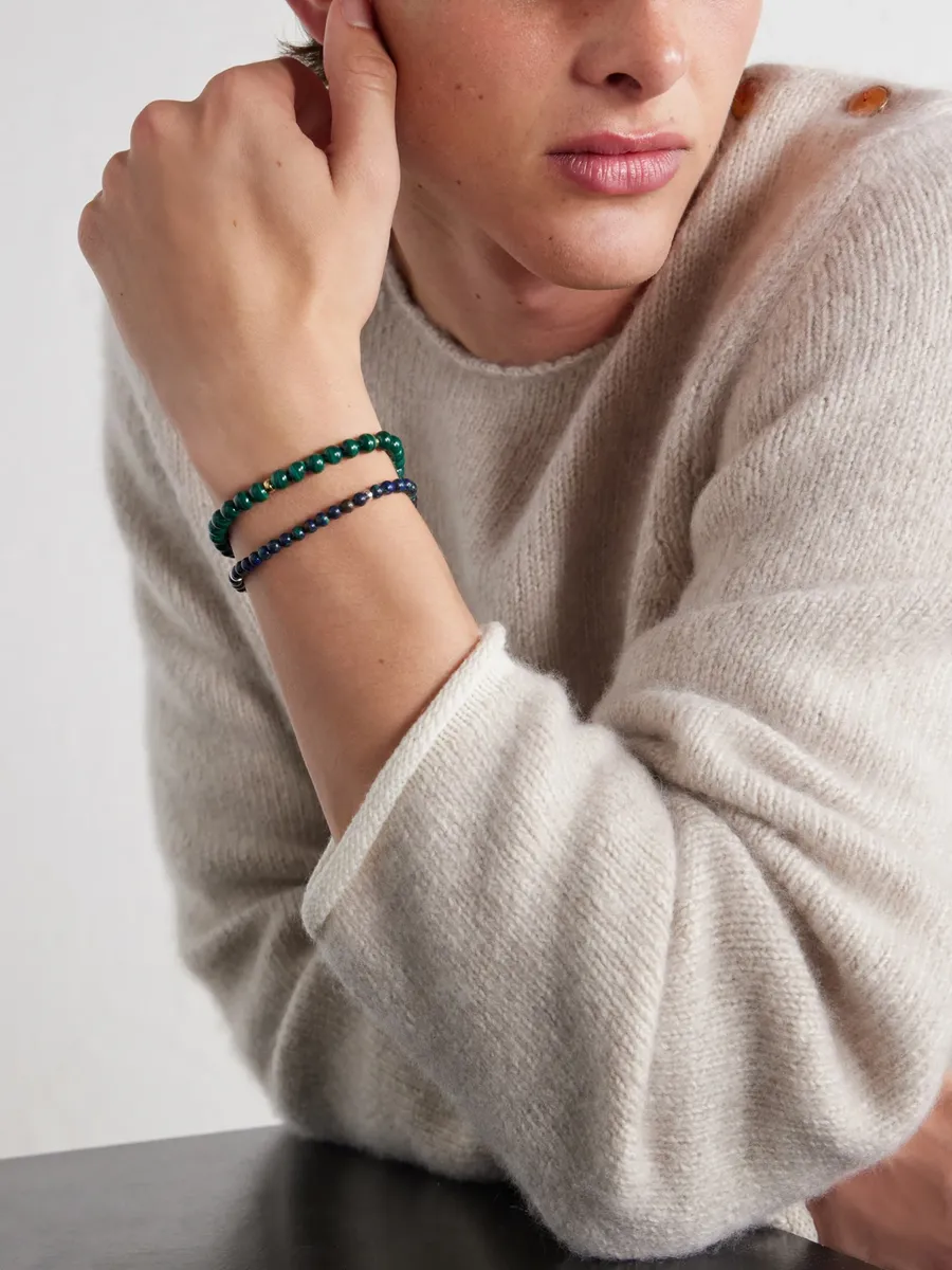 Mikia Circle 8 Gold-Plated Sterling Silver Malachite Beaded Bracelet - Men | Thumbnail 3 Mikia Circle 8 Gold-Plated Sterling Silver Malachite Beaded Bracelet - Men | Thumbnail 3