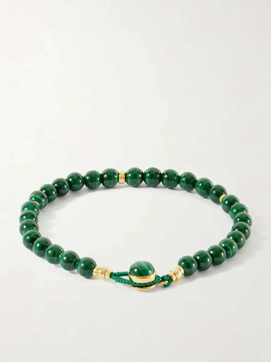 Mikia Circle 8 Gold-Plated Sterling Silver Malachite Beaded Bracelet - Men | Thumbnail 4 Mikia Circle 8 Gold-Plated Sterling Silver Malachite Beaded Bracelet - Men | Thumbnail 4