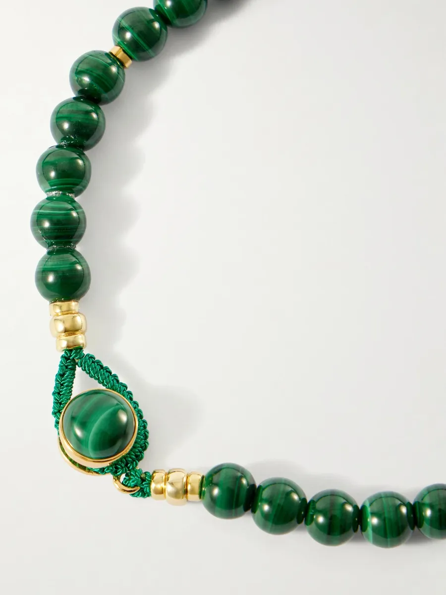 Mikia Circle 8 Gold-Plated Sterling Silver Malachite Beaded Bracelet - Men | Thumbnail 5 Mikia Circle 8 Gold-Plated Sterling Silver Malachite Beaded Bracelet - Men | Thumbnail 5