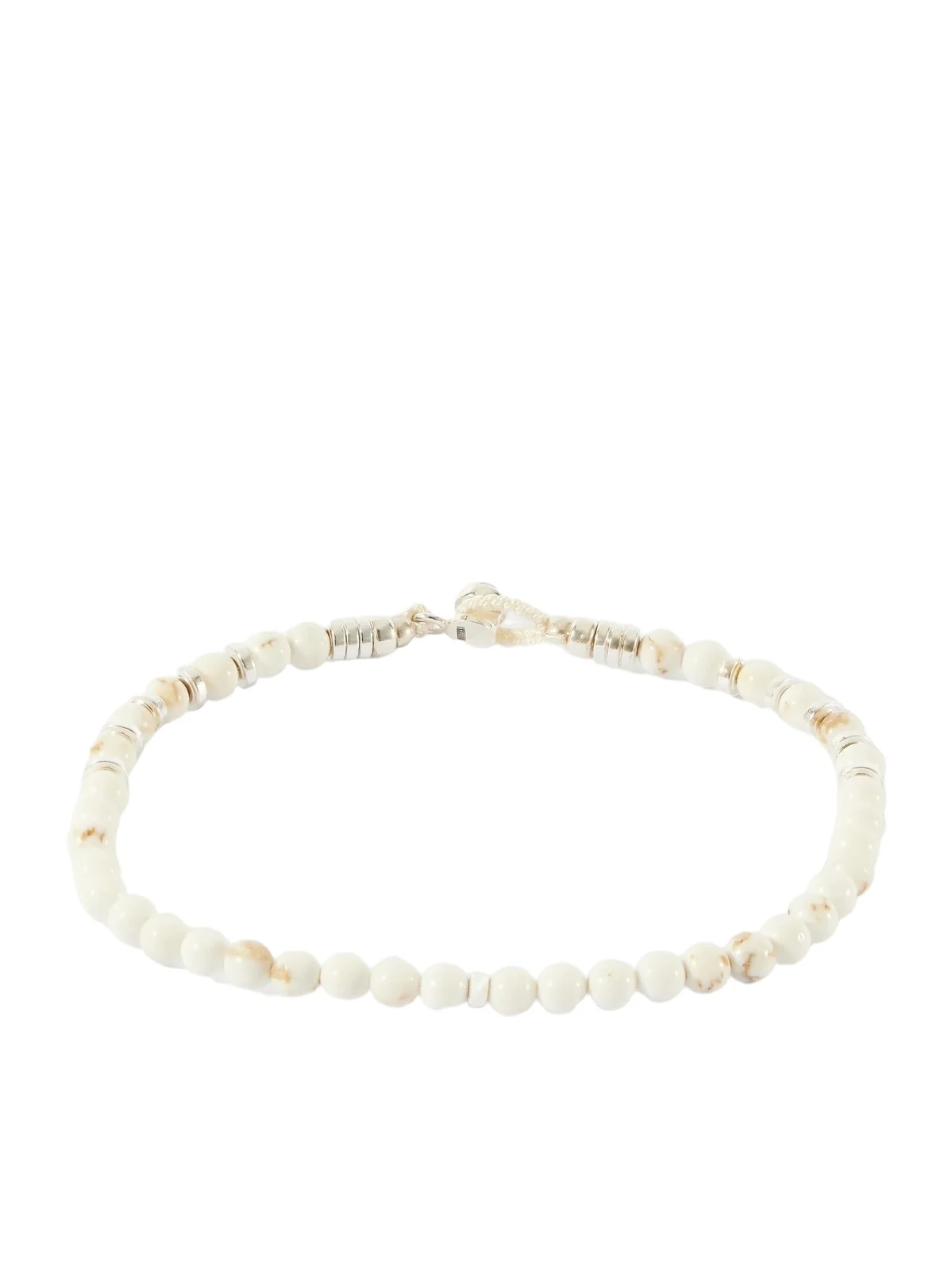 Mikia Circle 4 Sterling Silver, Magnesite and Hematite Beaded Bracelet - Men