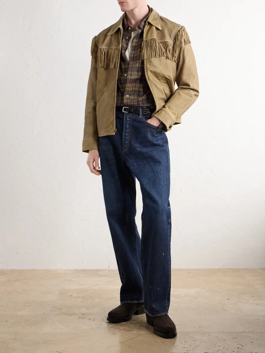 RRL Elkhorn Fringed Suede-Trimmed Leather Jacket - Men | Thumbnail 2 RRL Elkhorn Fringed Suede-Trimmed Leather Jacket - Men | Thumbnail 2