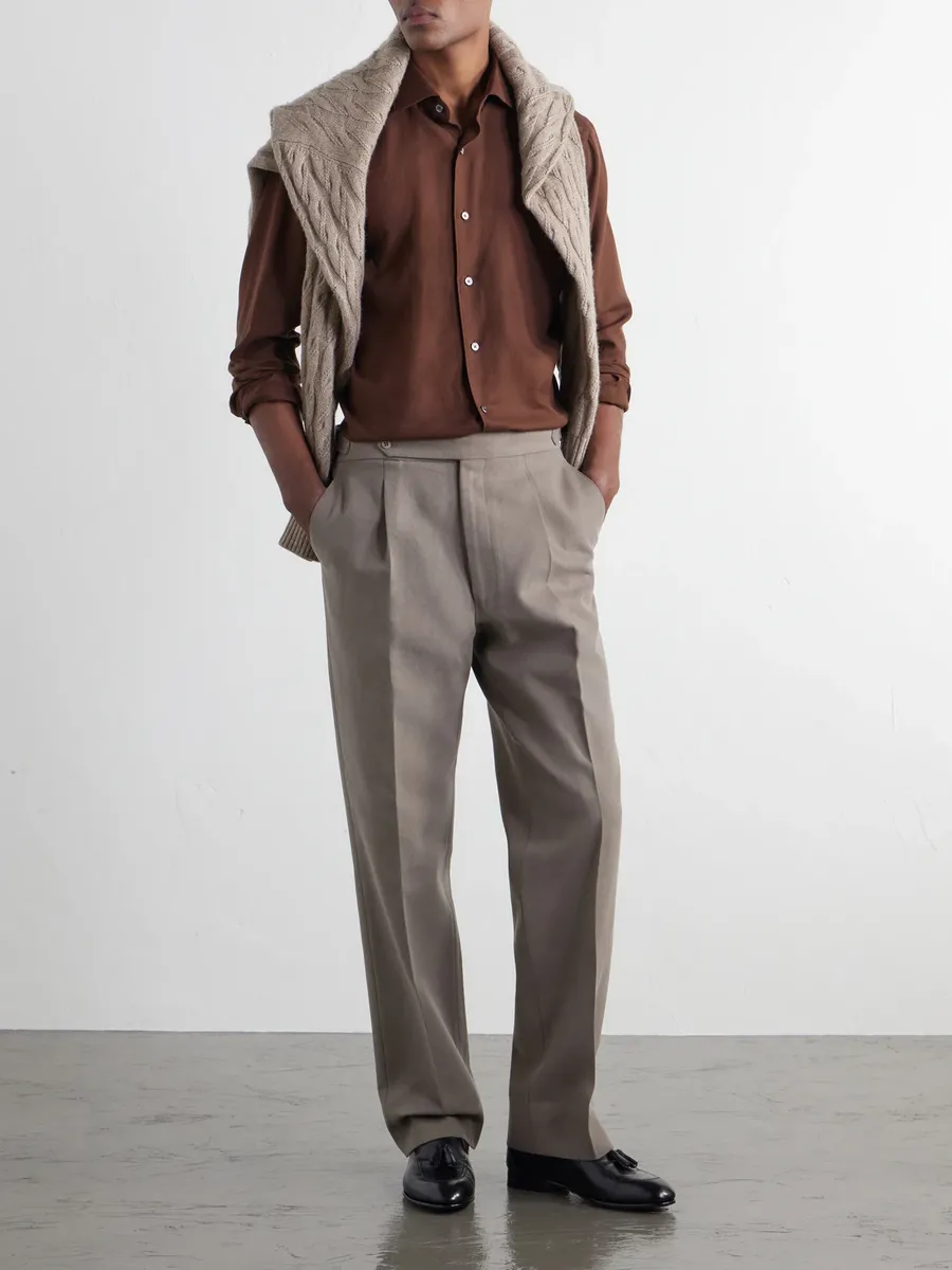 Zegna Cotton and Cashmere-Blend Twill Shirt - Men | Thumbnail 2 Zegna Cotton and Cashmere-Blend Twill Shirt - Men | Thumbnail 2