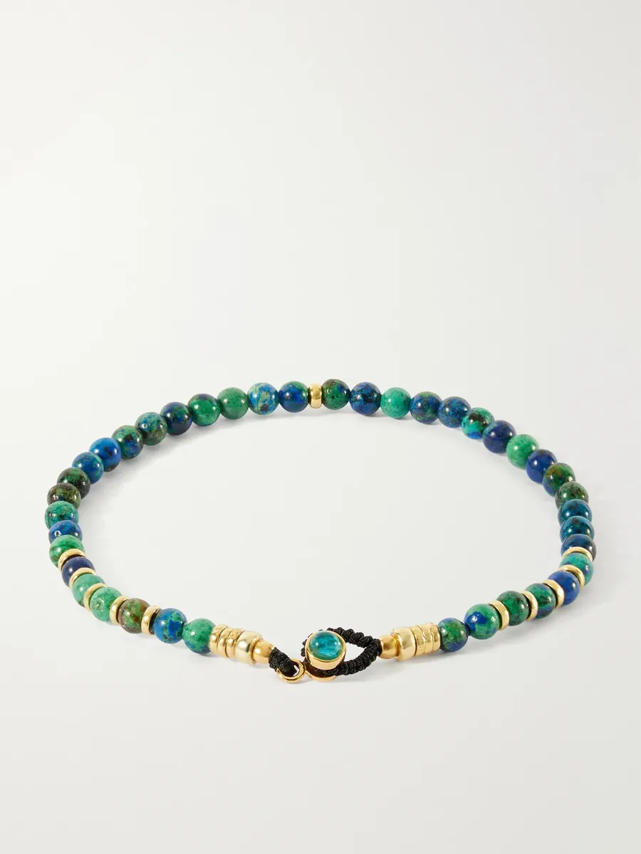 Mikia Circle 4 Gold-Plated Sterling Silver Sapphire Beaded Bracelet - Men | Thumbnail 4 Mikia Circle 4 Gold-Plated Sterling Silver Sapphire Beaded Bracelet - Men | Thumbnail 4