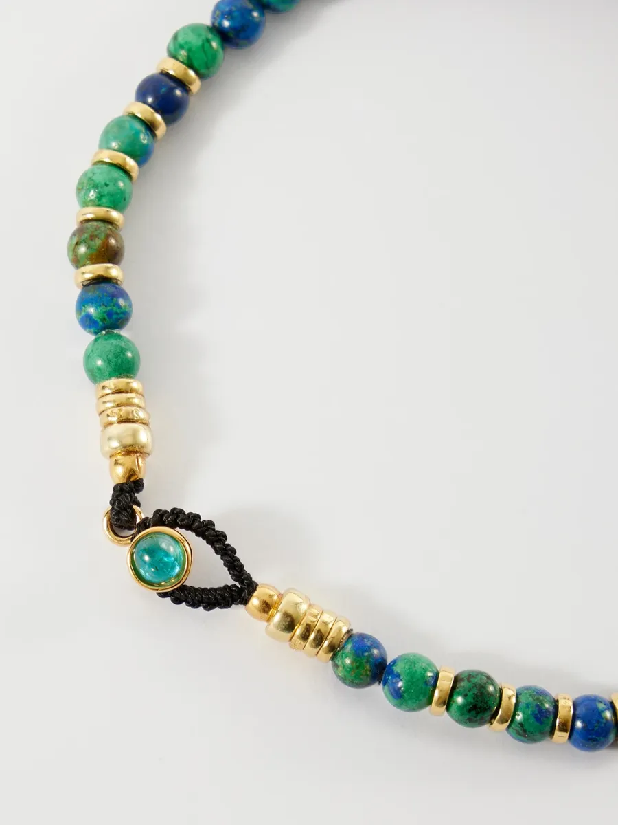 Mikia Circle 4 Gold-Plated Sterling Silver Sapphire Beaded Bracelet - Men | Thumbnail 5 Mikia Circle 4 Gold-Plated Sterling Silver Sapphire Beaded Bracelet - Men | Thumbnail 5