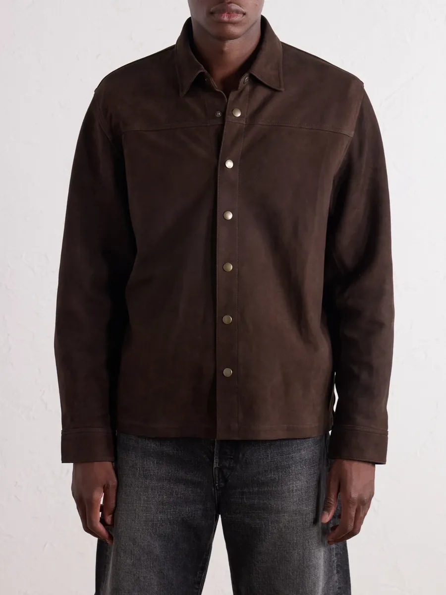 Aimé Leon Dore Logo-Appliquéd Paneled Suede Overshirt - Men | Thumbnail 3
