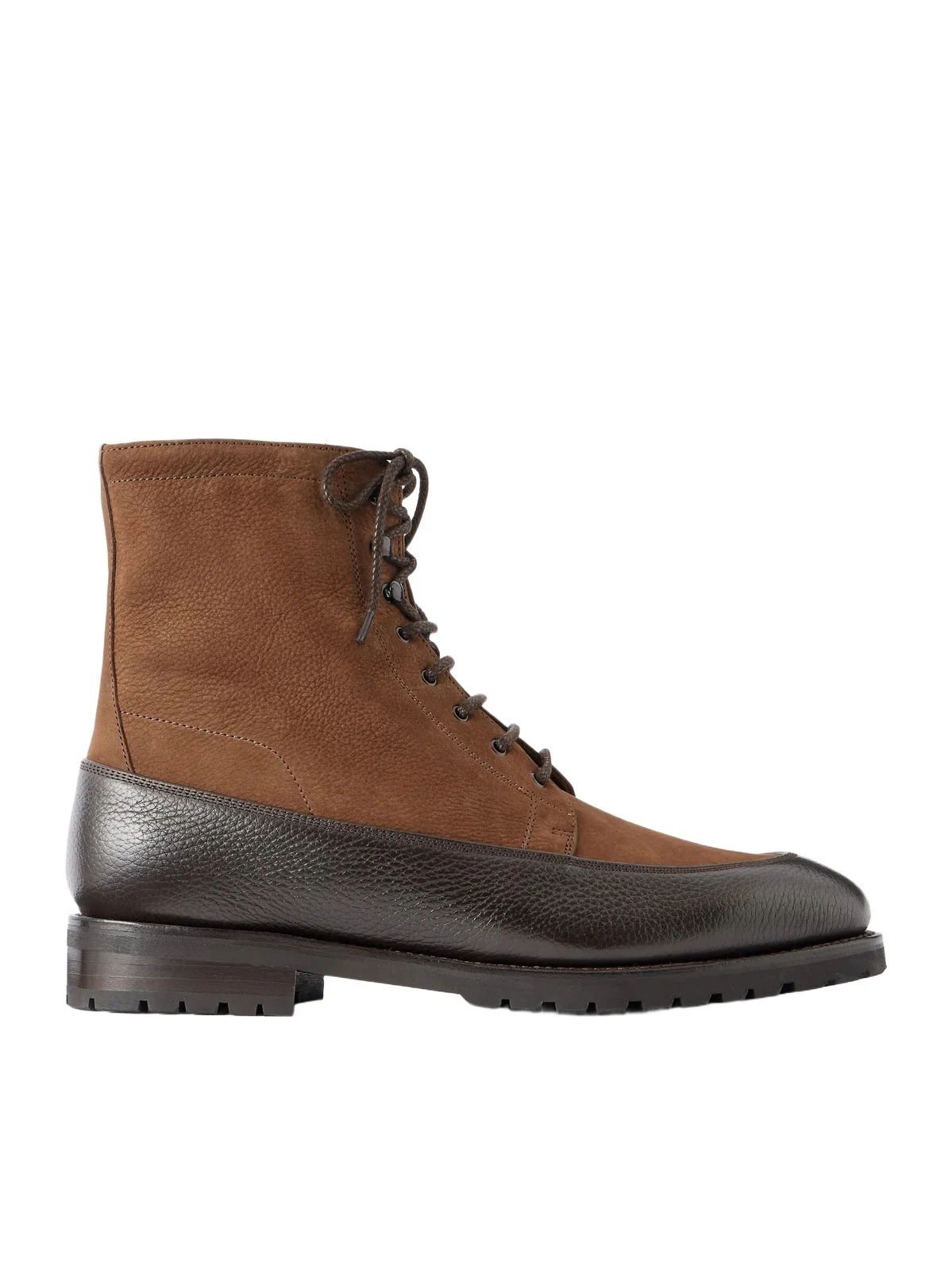 MORJAS Country Leather-Trimmed Nubuck Lace-Up Boots - Men