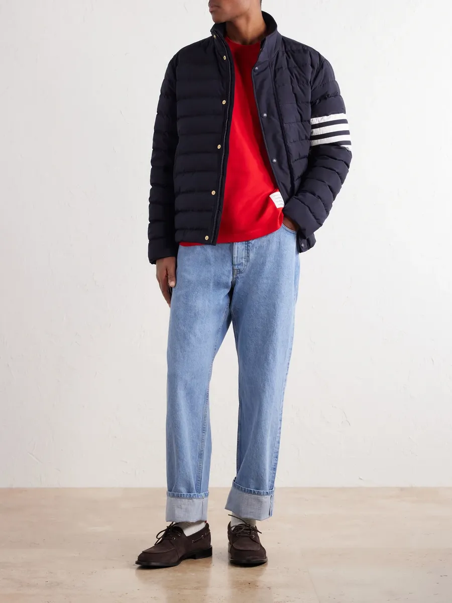 Thom Browne Logo-Appliquéd Striped Cotton-Jersey T-Shirt - Men | Thumbnail 2