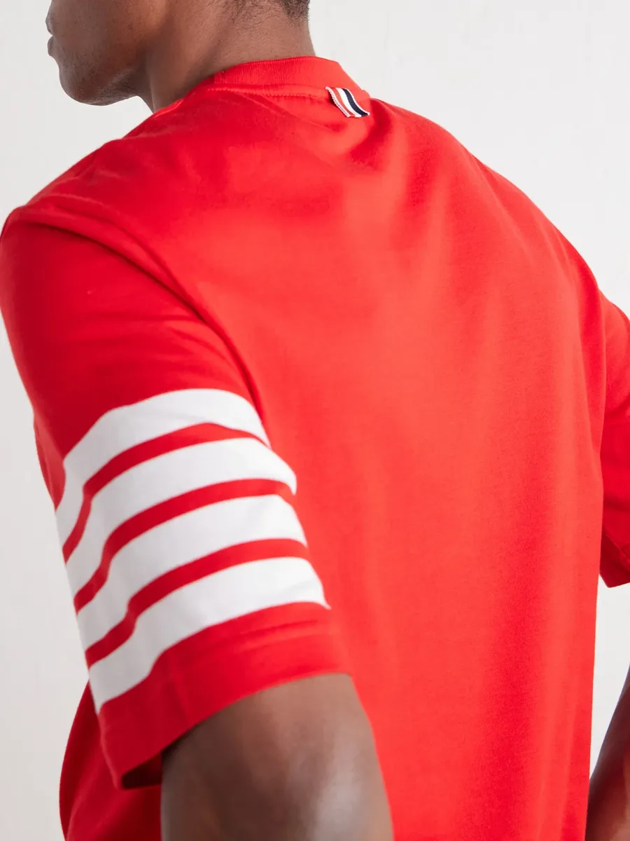 Thom Browne Logo-Appliquéd Striped Cotton-Jersey T-Shirt - Men | Thumbnail 5