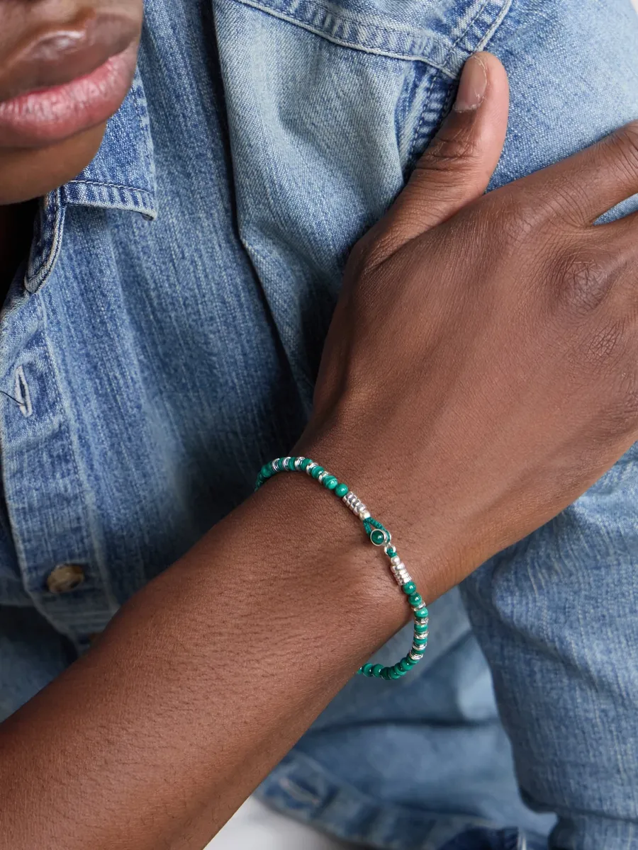 Mikia Circle 4 Sterling Silver, Malachite and Hematite Beaded Bracelet - Men | Thumbnail 3 Mikia Circle 4 Sterling Silver, Malachite and Hematite Beaded Bracelet - Men | Thumbnail 3