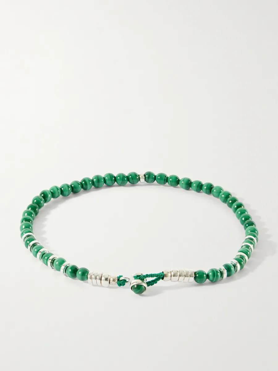Mikia Circle 4 Sterling Silver, Malachite and Hematite Beaded Bracelet - Men | Thumbnail 4 Mikia Circle 4 Sterling Silver, Malachite and Hematite Beaded Bracelet - Men | Thumbnail 4