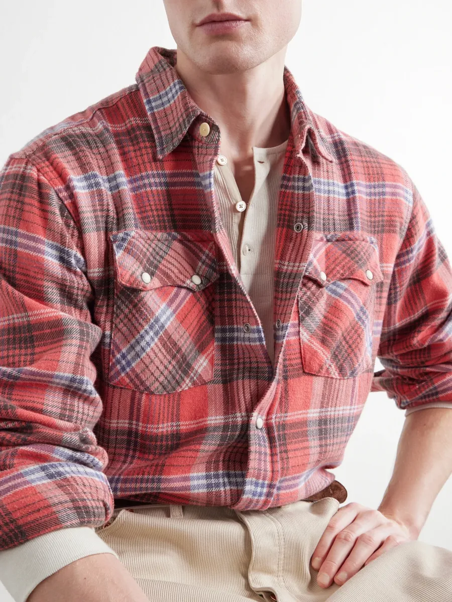 WYTHE Checked Cotton-Flannel Western Shirt - Men | Thumbnail 6