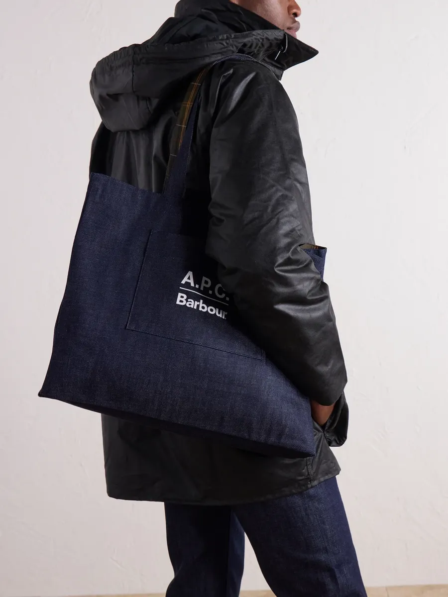 Barbour A.P.C. Logo-Print Denim Tote Bag - Men | Thumbnail 3 Barbour A.P.C. Logo-Print Denim Tote Bag - Men | Thumbnail 3