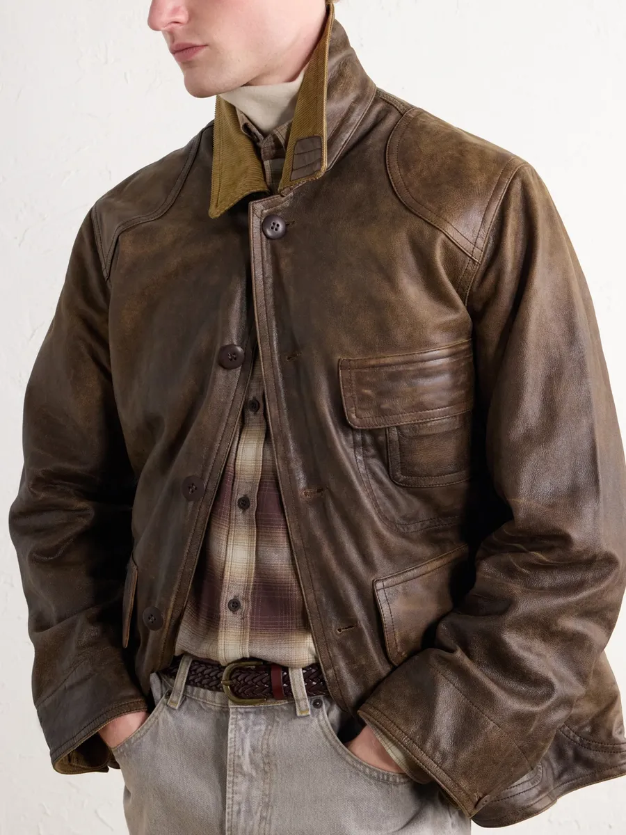 RRL Corduroy-Trimmed Leather Jacket - Men | Thumbnail 5 RRL Corduroy-Trimmed Leather Jacket - Men | Thumbnail 5