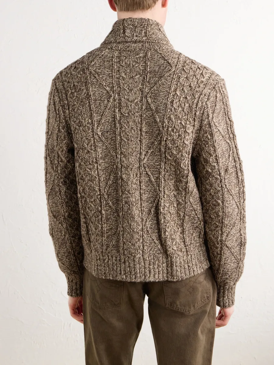 RRL Shawl-Collar Aran Cable-Knit Wool, Cotton and Linen-Blend Zip-Up Cardigan - Men | Thumbnail 4 RRL Shawl-Collar Aran Cable-Knit Wool, Cotton and Linen-Blend Zip-Up Cardigan - Men | Thumbnail 4