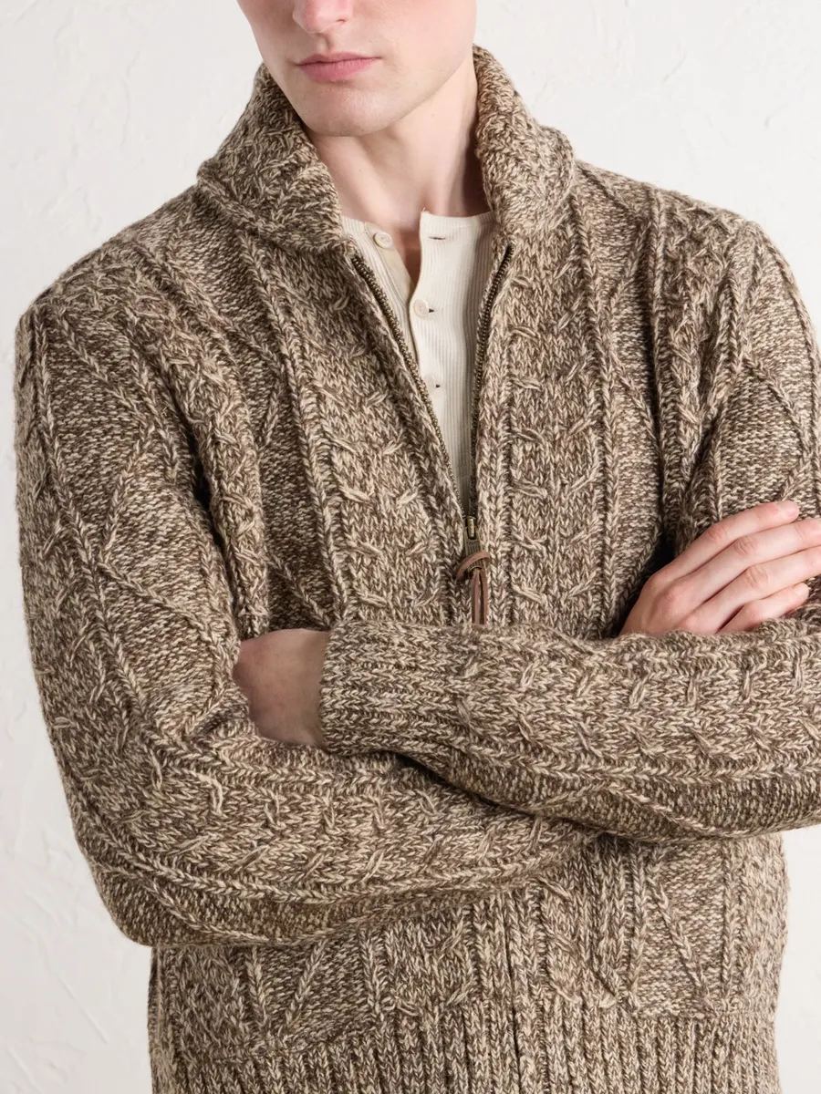 RRL Shawl-Collar Aran Cable-Knit Wool, Cotton and Linen-Blend Zip-Up Cardigan - Men | Thumbnail 5 RRL Shawl-Collar Aran Cable-Knit Wool, Cotton and Linen-Blend Zip-Up Cardigan - Men | Thumbnail 5