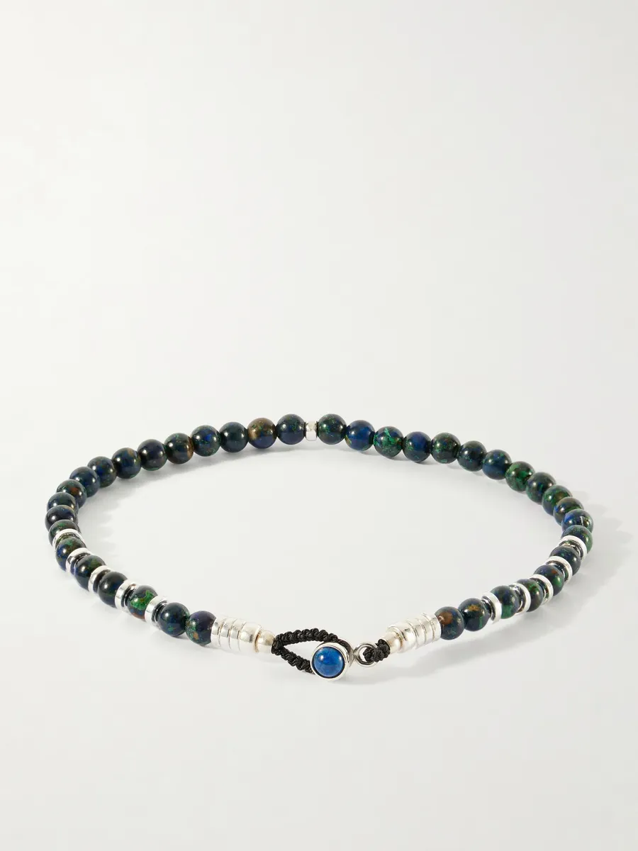 Mikia Circle 4 Sterling Silver Multi-Stone Beaded Bracelet - Men | Thumbnail 4