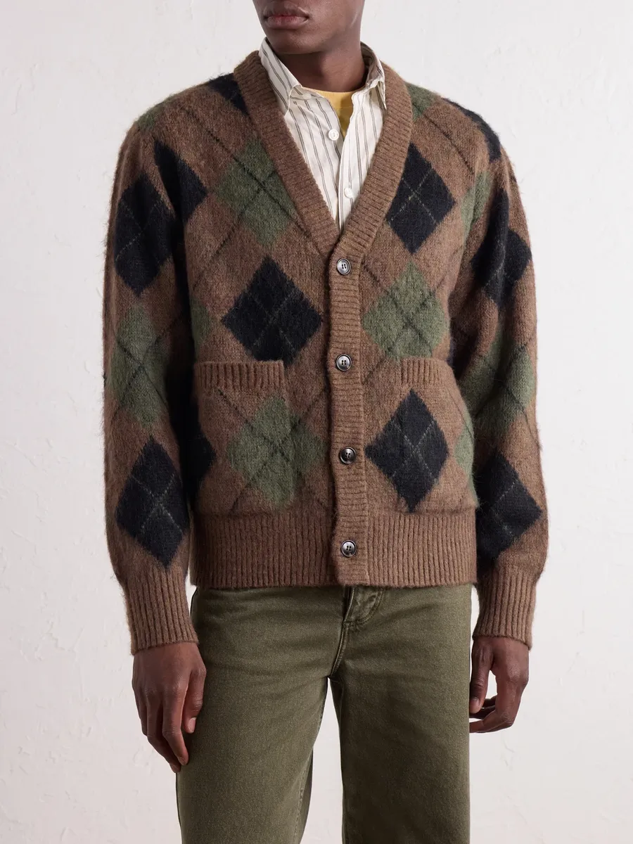 Corridor Brushed Argyle Jacquard-Knit Cardigan - Men | Thumbnail 3 Corridor Brushed Argyle Jacquard-Knit Cardigan - Men | Thumbnail 3