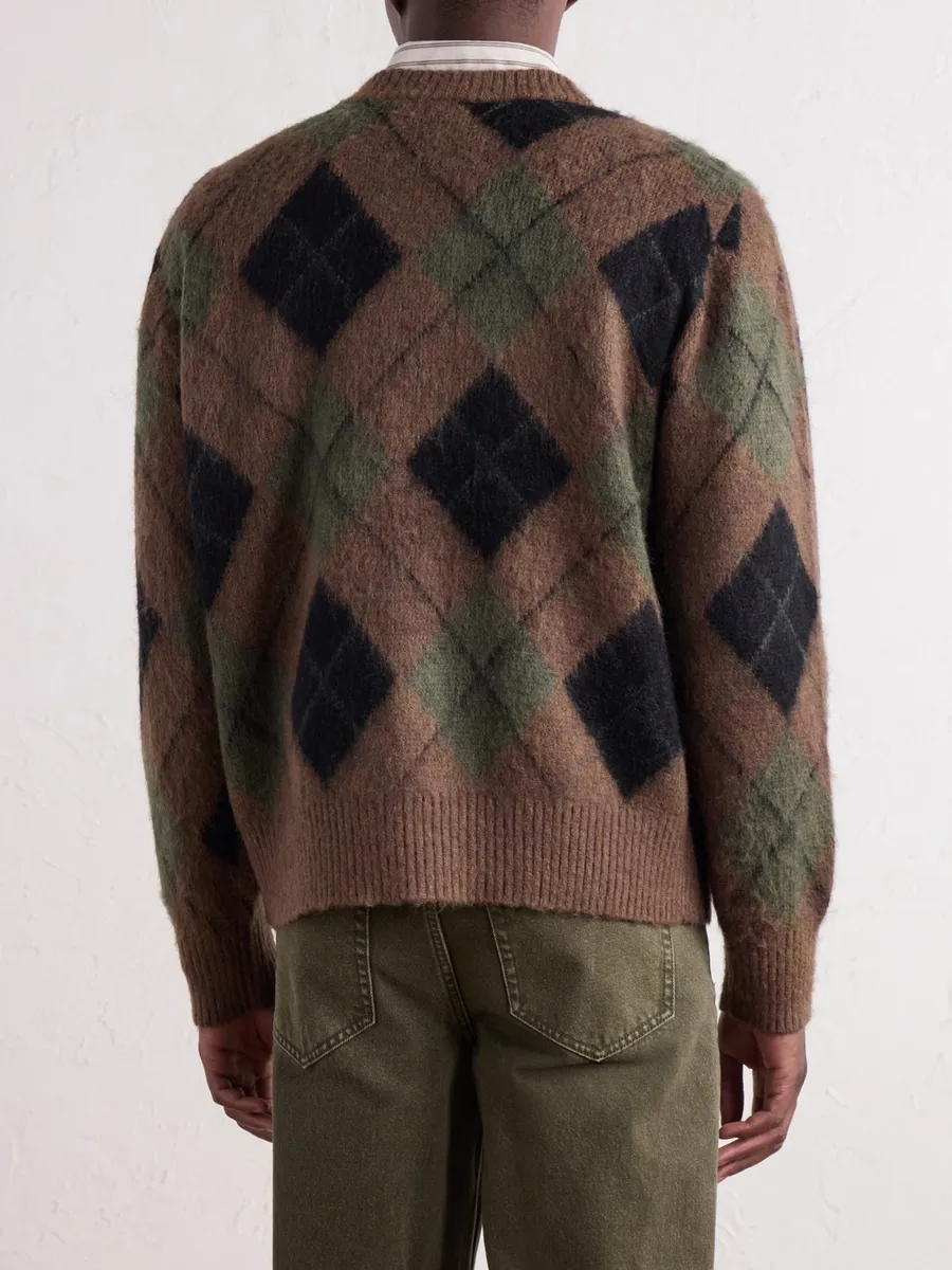Corridor Brushed Argyle Jacquard-Knit Cardigan - Men | Thumbnail 4 Corridor Brushed Argyle Jacquard-Knit Cardigan - Men | Thumbnail 4