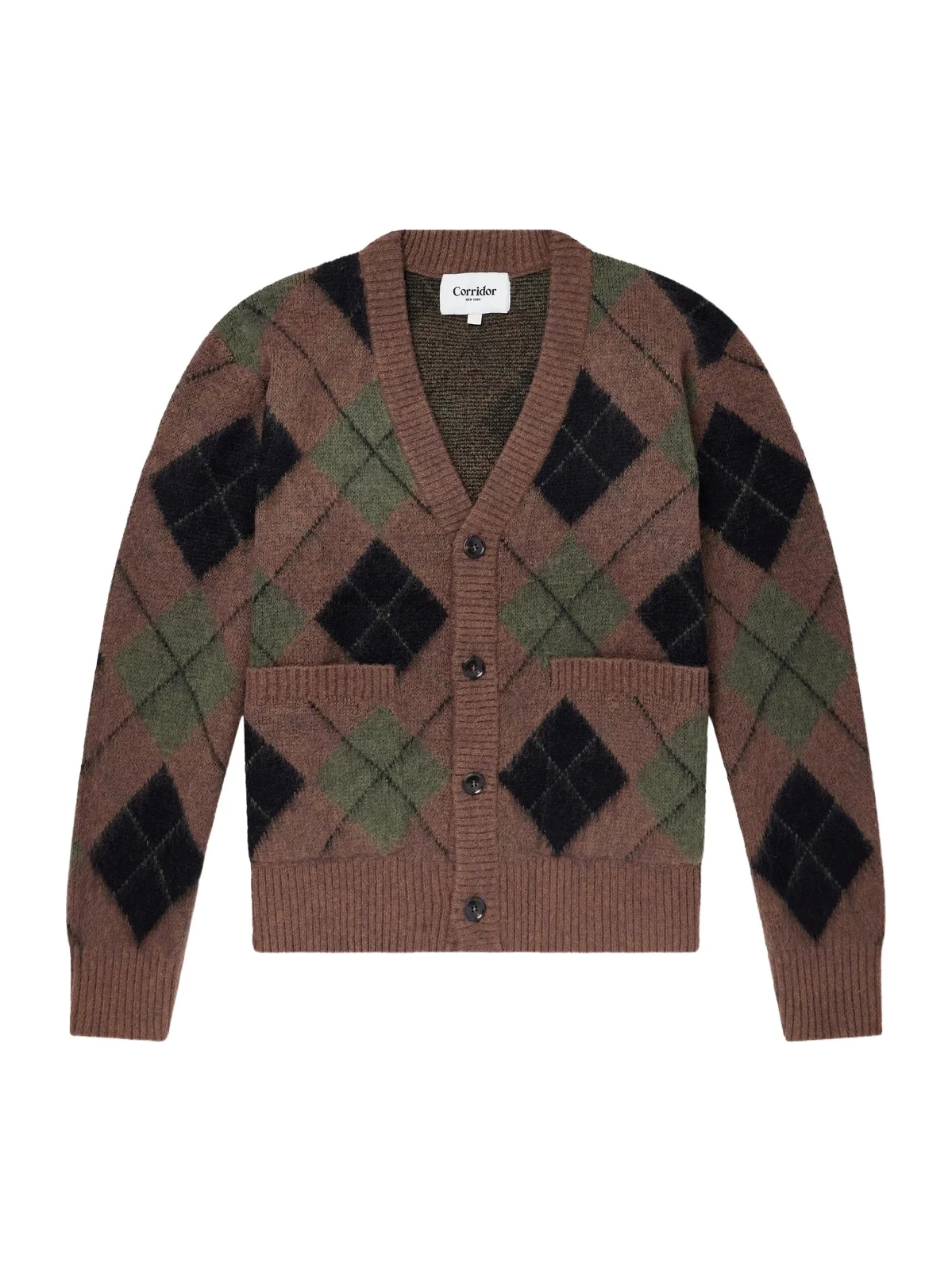 Corridor Brushed Argyle Jacquard-Knit Cardigan - Men