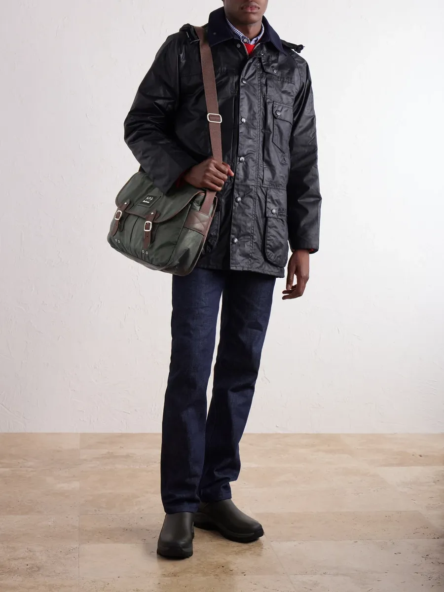 Barbour A.P.C. Leather-Trimmed Waxed Cotton-Canvas Messenger Bag - Men | Thumbnail 2 Barbour A.P.C. Leather-Trimmed Waxed Cotton-Canvas Messenger Bag - Men | Thumbnail 2