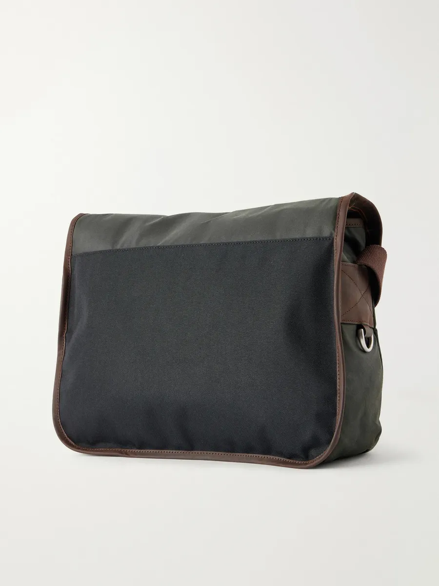 Barbour A.P.C. Leather-Trimmed Waxed Cotton-Canvas Messenger Bag - Men | Thumbnail 4 Barbour A.P.C. Leather-Trimmed Waxed Cotton-Canvas Messenger Bag - Men | Thumbnail 4
