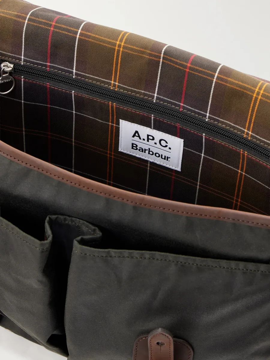 Barbour A.P.C. Leather-Trimmed Waxed Cotton-Canvas Messenger Bag - Men | Thumbnail 6 Barbour A.P.C. Leather-Trimmed Waxed Cotton-Canvas Messenger Bag - Men | Thumbnail 6