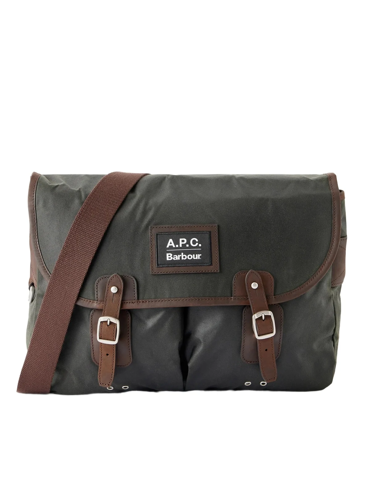 A.P.C. Leather-Trimmed Waxed Cotton-Canvas Messenger Bag - Men A.P.C. Leather-Trimmed Waxed Cotton-Canvas Messenger Bag - Men