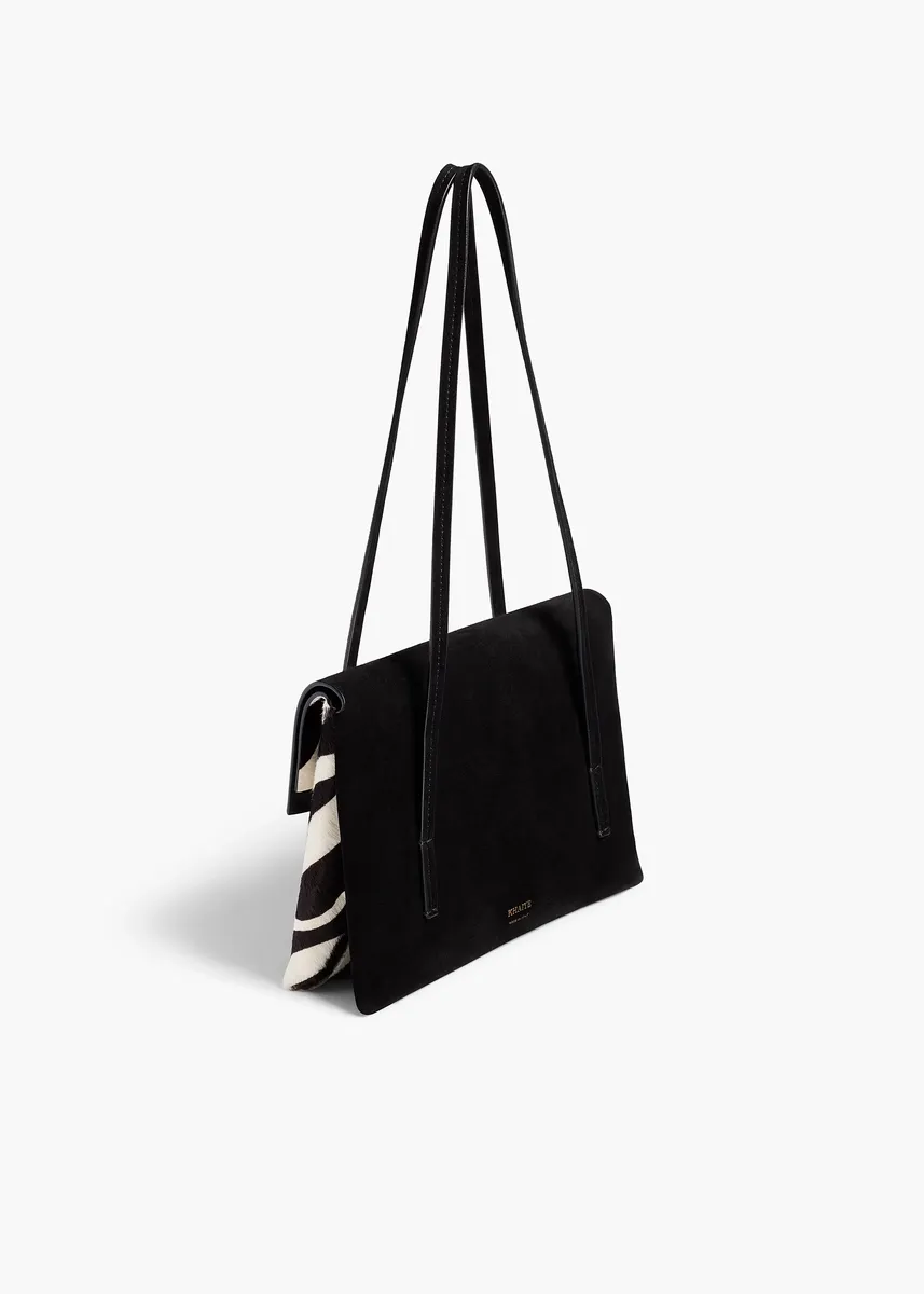 Khaite Soft Blake Small Shoulder Bag In Zebra Print Haircalf And Black Suede | Thumbnail 2 Khaite Soft Blake Small Shoulder Bag In Zebra Print Haircalf And Black Suede | Thumbnail 2