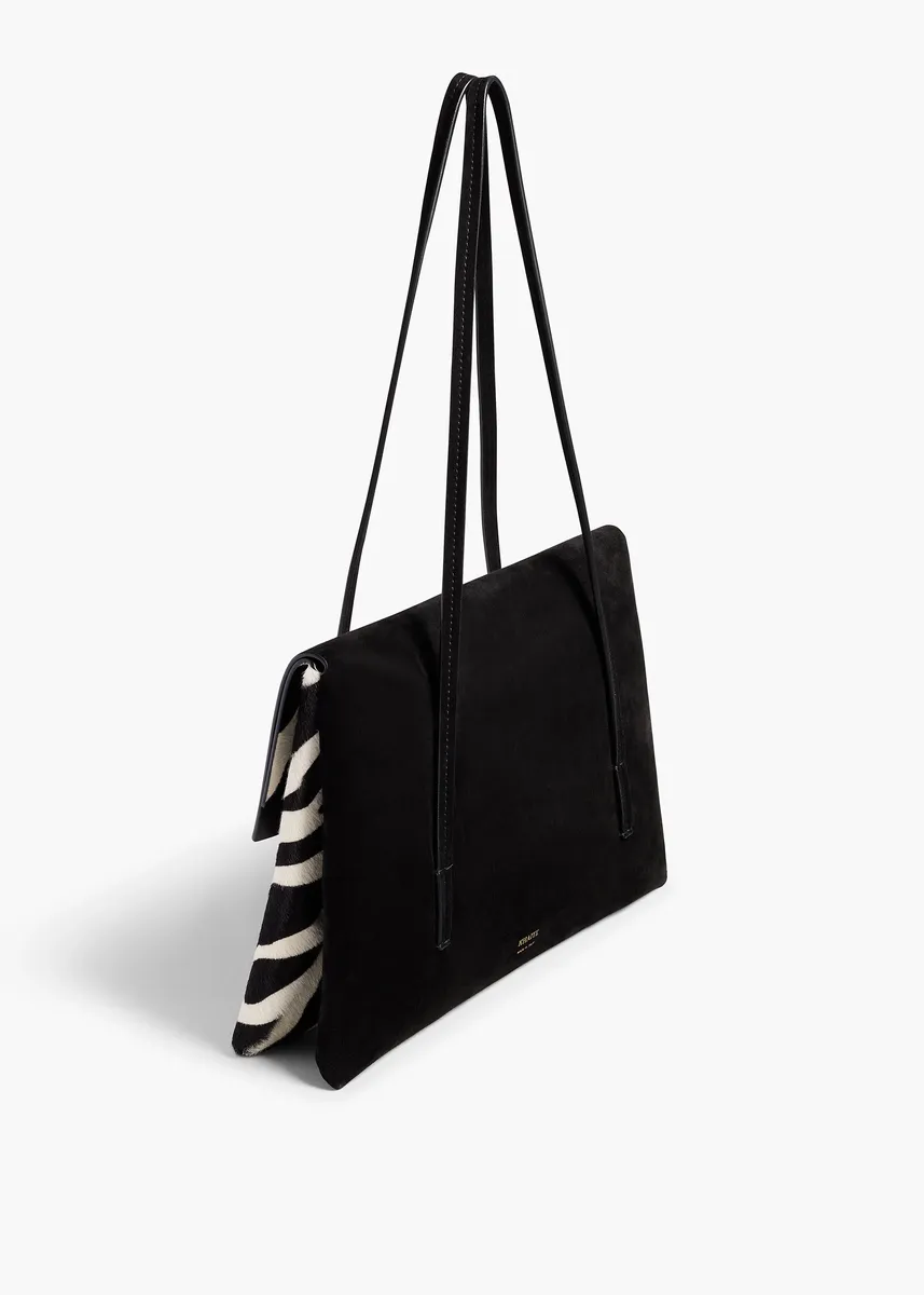 Khaite Soft Blake Shoulder Bag In Zebra Print Haircalf And Black Suede | Thumbnail 2 Khaite Soft Blake Shoulder Bag In Zebra Print Haircalf And Black Suede | Thumbnail 2