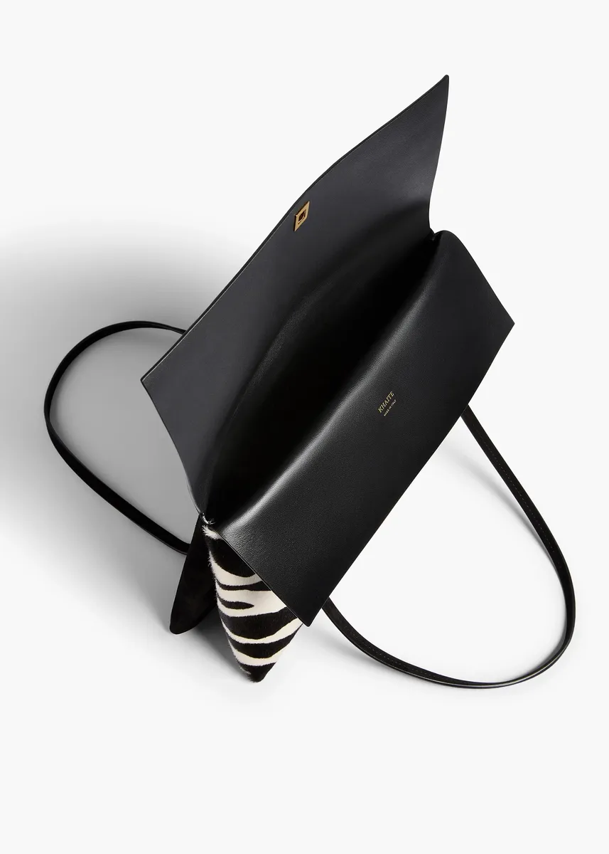 Khaite Soft Blake Shoulder Bag In Zebra Print Haircalf And Black Suede | Thumbnail 3 Khaite Soft Blake Shoulder Bag In Zebra Print Haircalf And Black Suede | Thumbnail 3