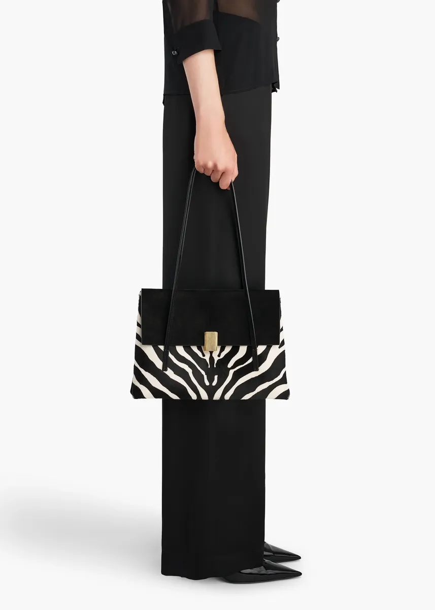 Khaite Soft Blake Shoulder Bag In Zebra Print Haircalf And Black Suede | Thumbnail 5 Khaite Soft Blake Shoulder Bag In Zebra Print Haircalf And Black Suede | Thumbnail 5