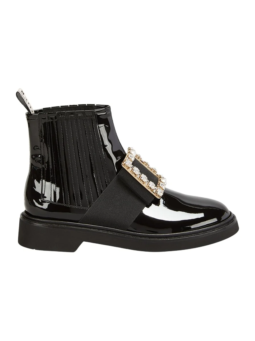 Viv' Rangers Patent Chelsea Booties with Crystal Buckle Viv' Rangers Patent Chelsea Booties with Crystal Buckle