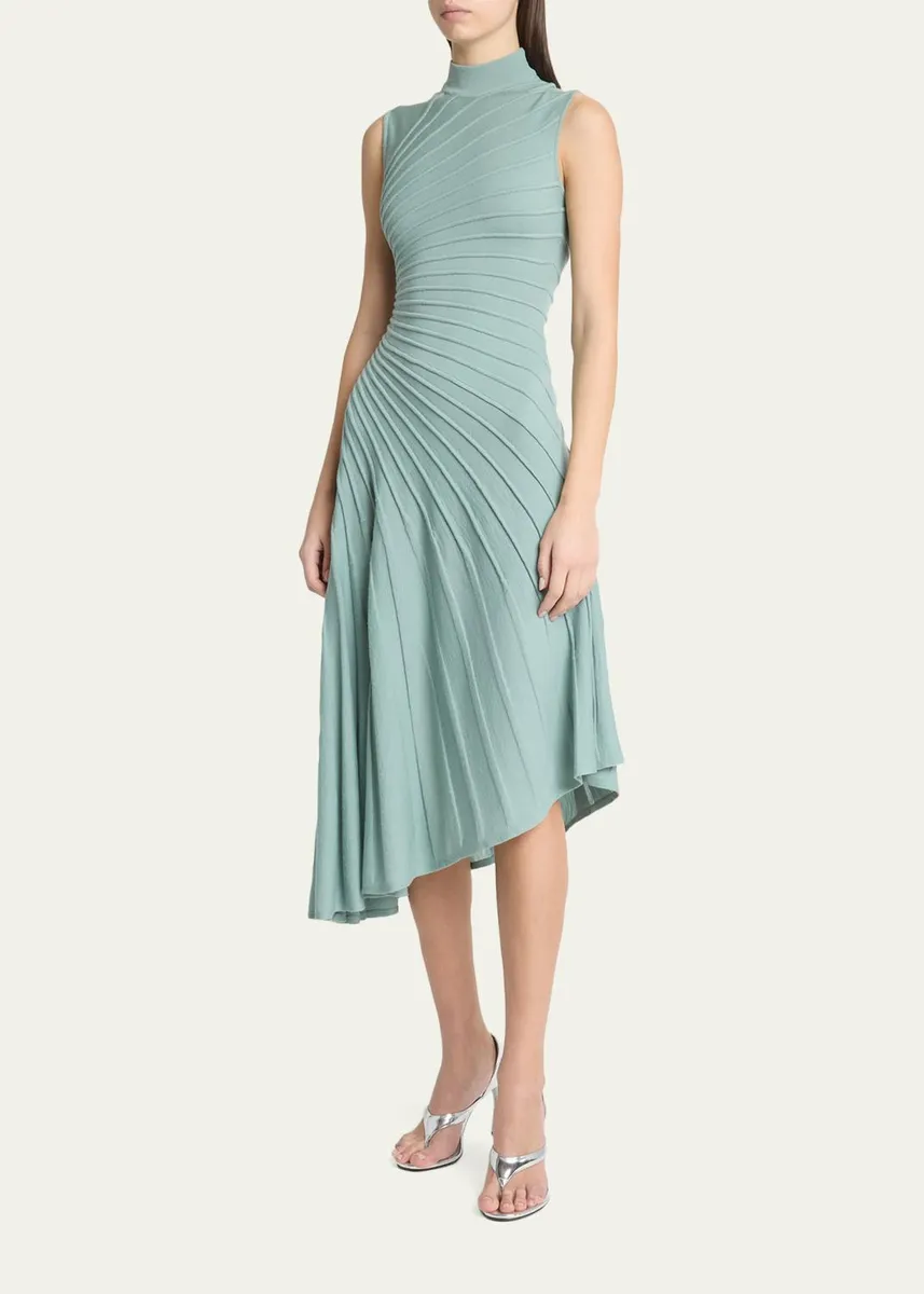 Alaïa Mock-Neck Sculpting Wool Dress | Thumbnail 2 Alaïa Mock-Neck Sculpting Wool Dress | Thumbnail 2
