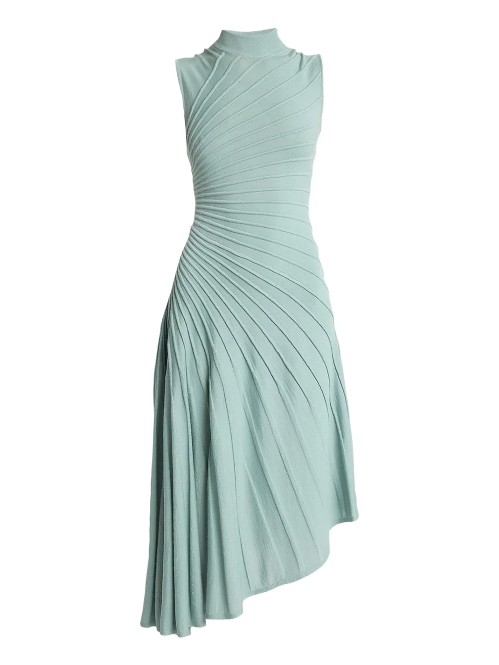 Mock-Neck Sculpting Wool Dress
