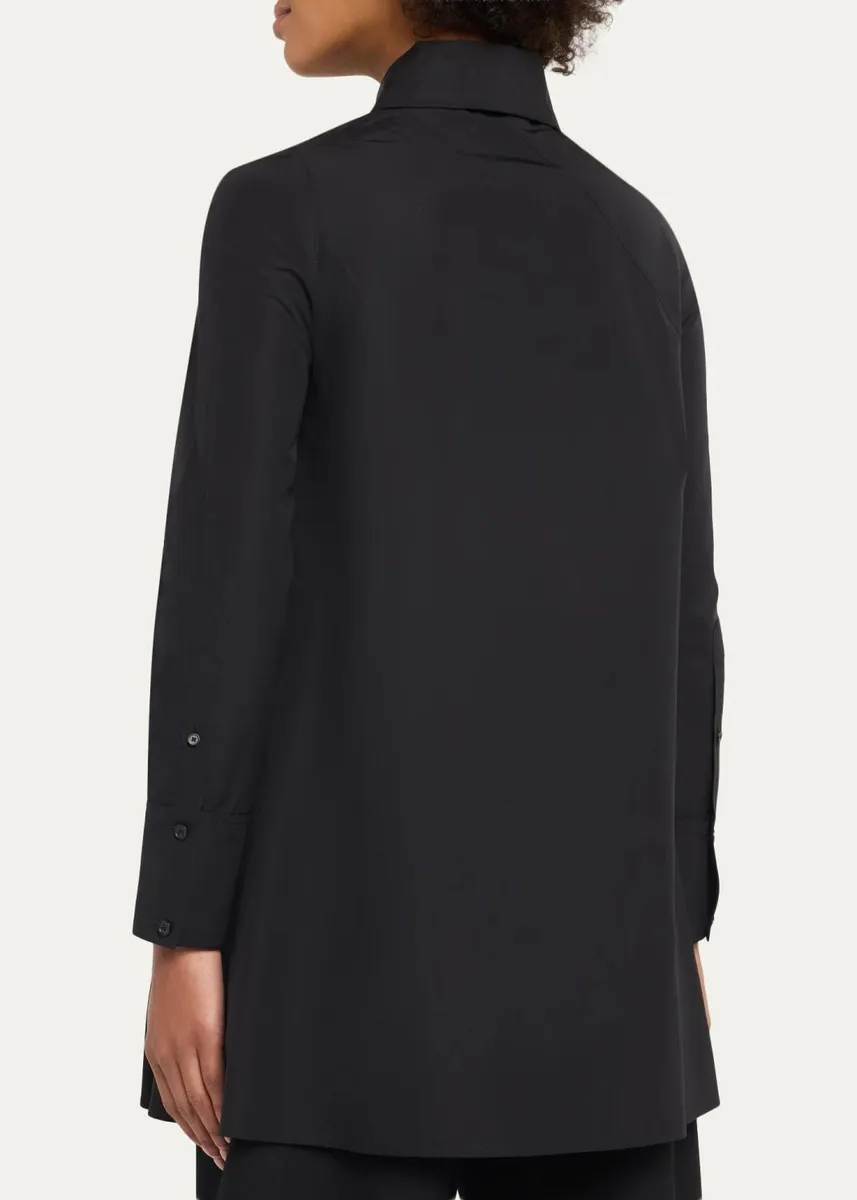 Alaïa Long-Sleeve A-Line Cotton Poplin Mini Shirtdress | Thumbnail 3