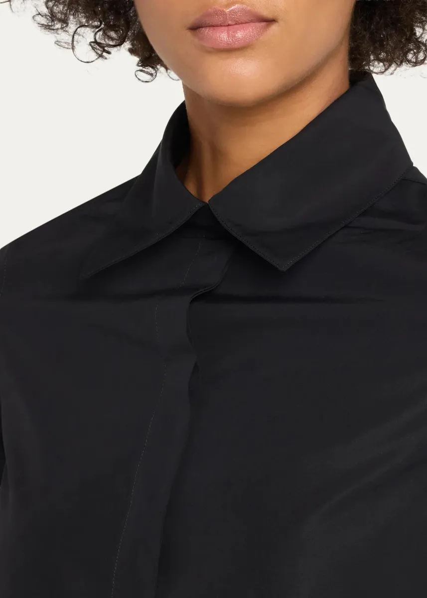 Alaïa Long-Sleeve A-Line Cotton Poplin Mini Shirtdress | Thumbnail 5