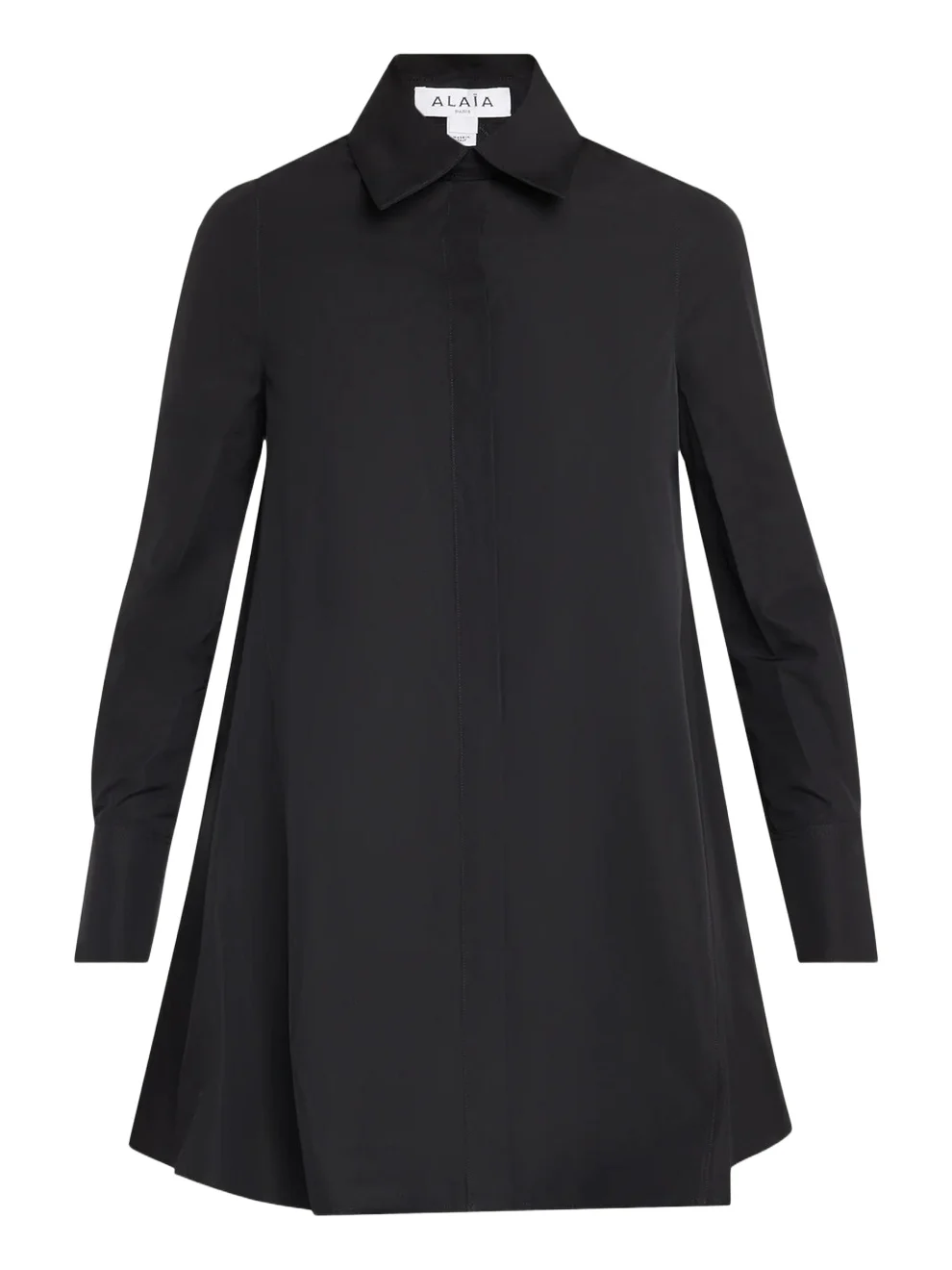 Alaïa Long-Sleeve A-Line Cotton Poplin Mini Shirtdress