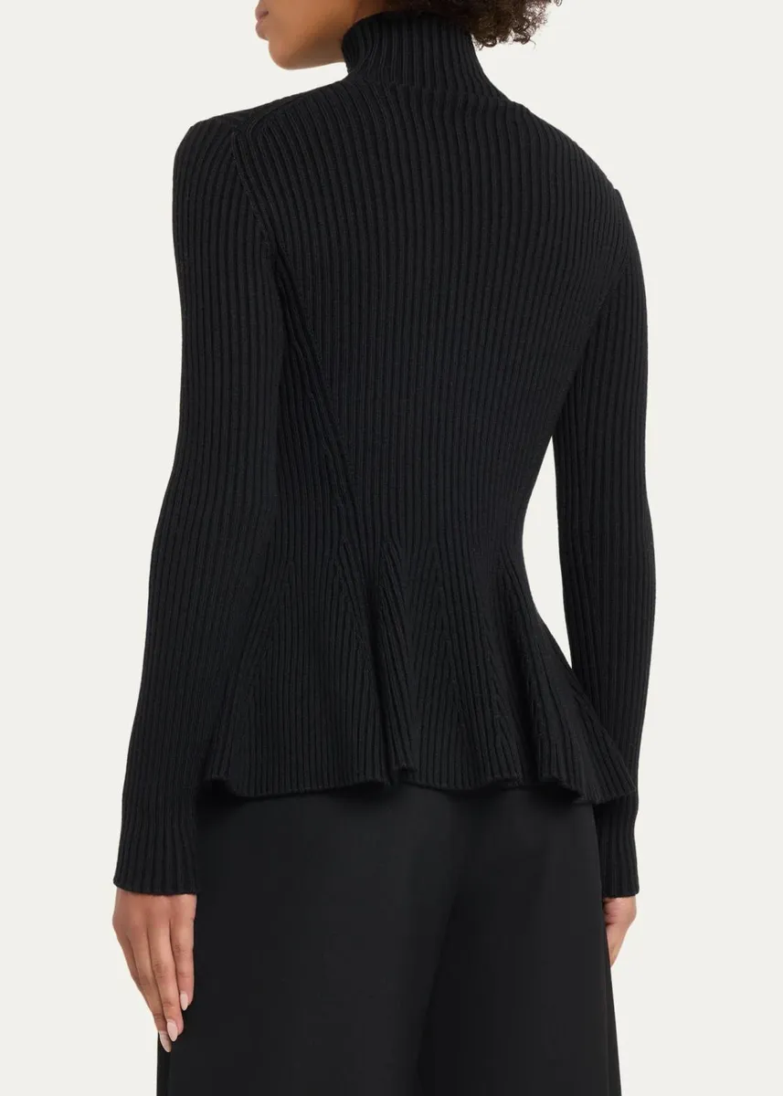 Alaïa Wool-Blend Rib Peplum Zip Cardigan | Thumbnail 3