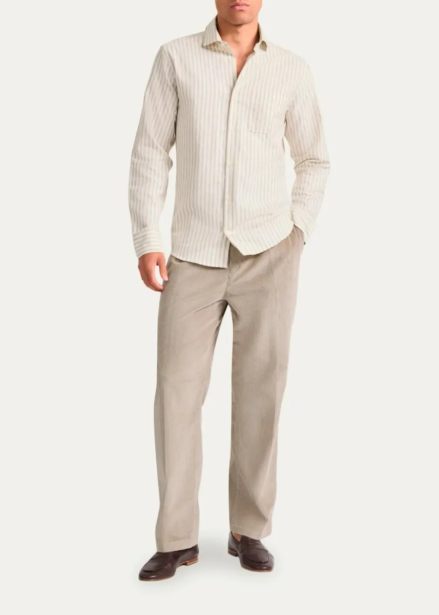 Frescobol Carioca Men's Emilio Cotton Pinstripe Button-Front Shirt | Thumbnail 2